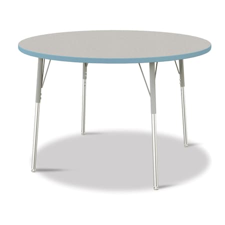 Jonti-Craft Berries Round Activity Table, 48 in. Diameter, A-height, Freckled Gray/Coastal Blue/Gray 6433JCA131